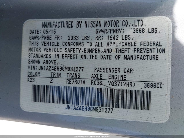 Aukcja sprzedaży 2016 Nissan 370z Nismo Tech, vin: JN1AZ4EH9GM931277, numer aukcji: 44983184