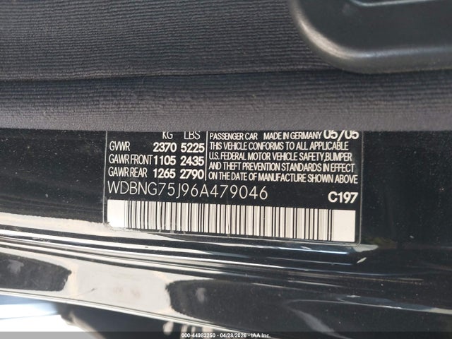 Продажа на аукционе авто 2006 Mercedes-benz S 500, vin: WDBNG75J96A479046, номер лота: 44983250