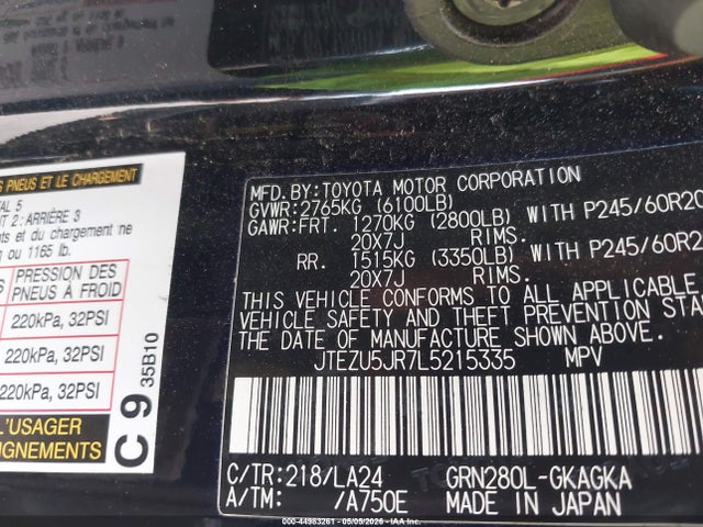 Toyota 4runner Limited 2020 JTEZU5JR7L5215335 Image 9