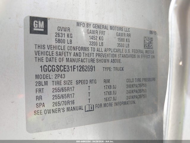 1GCGSCE31F1262691 Chevrolet Colorado Z71