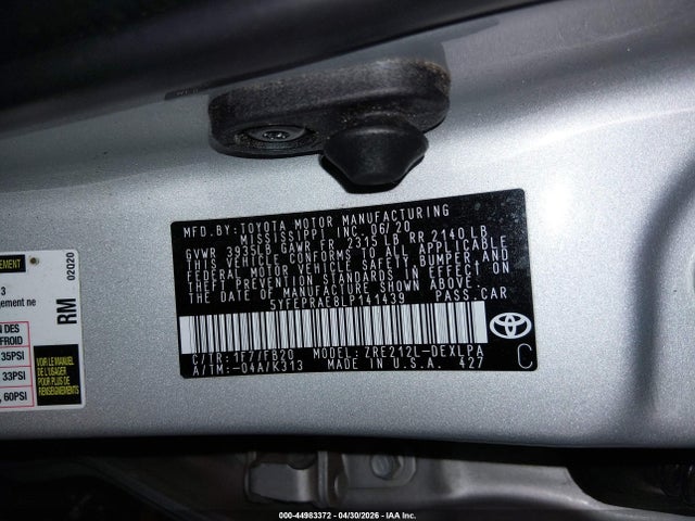 Toyota COROLLA LE 2020 5YFEPRAE8LP141439 Image 9