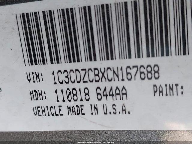 44983380 :رقم المزاد ، 1C3CDZCBXCN167688 vin ، 2012 Dodge Avenger Sxt مزاد بيع