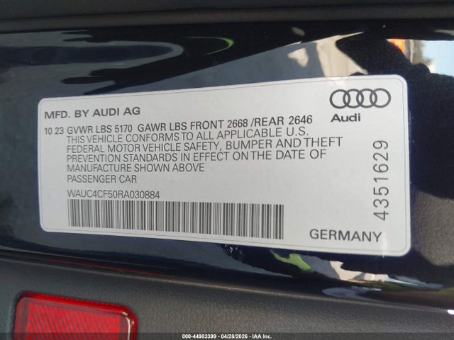 WAUC4CF50RA030884 Audi S5 Sportback Premium Plus Tfsi Quattro Tiptronic