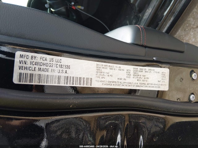 Продаж на аукціоні авто 2026 Dodge Durango Gt Rwd, vin: 1C4RDHDG2TC182336, номер лоту: 44983465