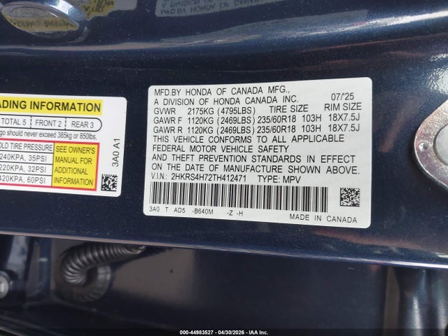 2HKRS4H72TH412471 Honda Cr-v Ex-l Awd