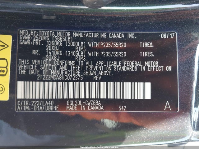 Продаж на аукціоні авто 2017 Lexus Rx 350, vin: 2T2ZZMCA8HC072375, номер лоту: 44983556