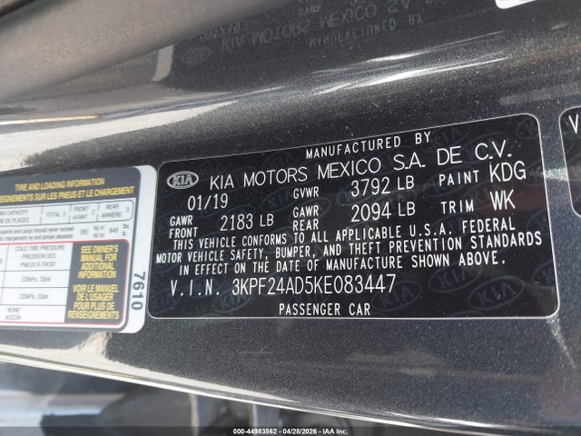 3KPF24AD5KE083447 KIA Forte Lxs