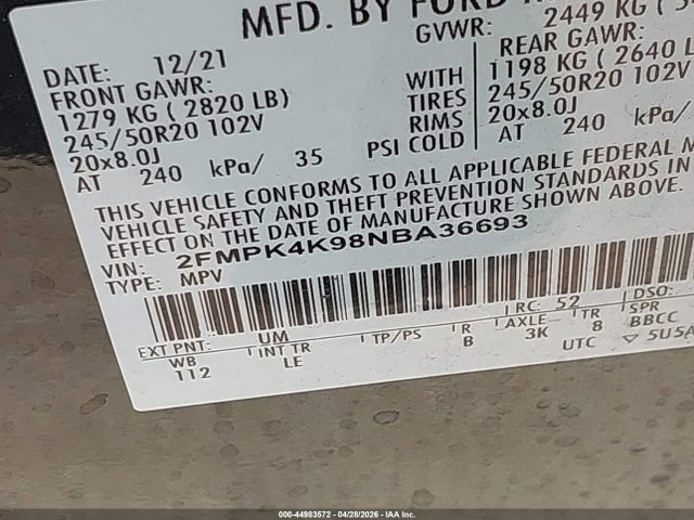 Ford Edge Titanium 2022 2FMPK4K98NBA36693 Image 9