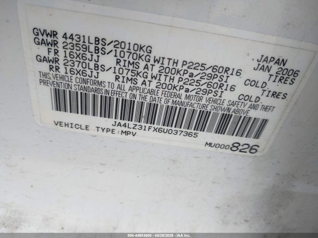 Продажа на аукционе авто 2006 Mitsubishi Outlander Ls, vin: JA4LZ31FX6U037365, номер лота: 44983605