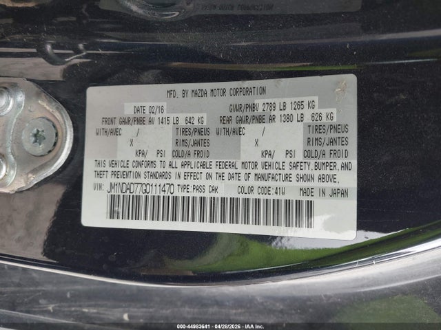 JM1NDAD77G0111470 Mazda Mx-5 Miata Grand Touring