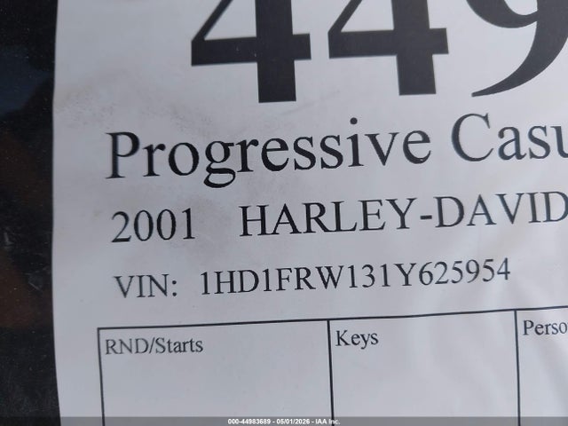 44983689 :رقم المزاد ، 1HD1FRW131Y625954 vin ، 2001 Harley-davidson Flhrci مزاد بيع