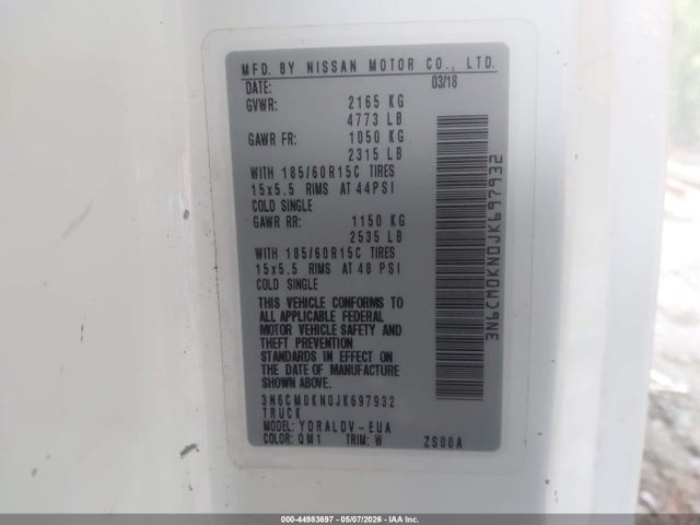 Продажа на аукционе авто 2018 Nissan Nv200 S, vin: 3N6CM0KN0JK697932, номер лота: 44983697