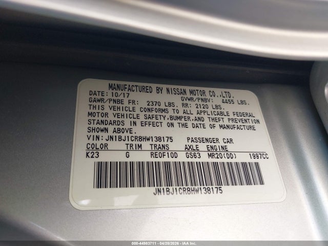 Продажа на аукционе авто 2017 Nissan Rogue Sport Sv, vin: JN1BJ1CR8HW138175, номер лота: 44983711