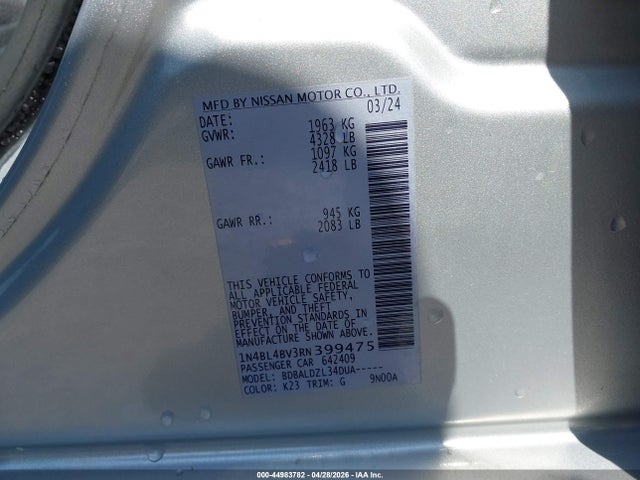 Aukcja sprzedaży 2024 Nissan Altima S Fwd, vin: 1N4BL4BV3RN399475, numer aukcji: 44983782