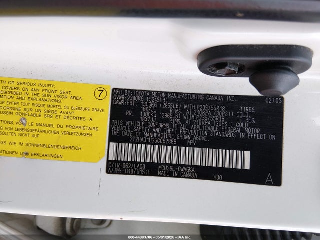 44983786 :رقم المزاد ، 2T2HA31U35C062889 vin ، 2005 Lexus Rx 330 مزاد بيع