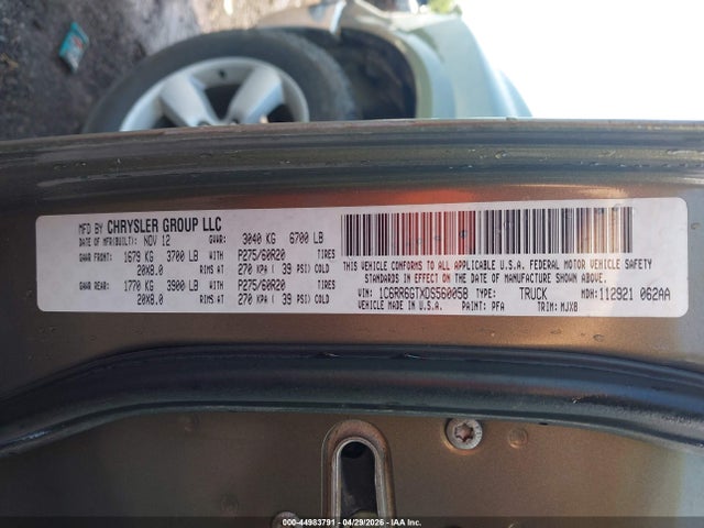 44983791 :رقم المزاد ، 1C6RR6GTXDS560058 vin ، 2013 Ram 1500 Outdoorsman مزاد بيع