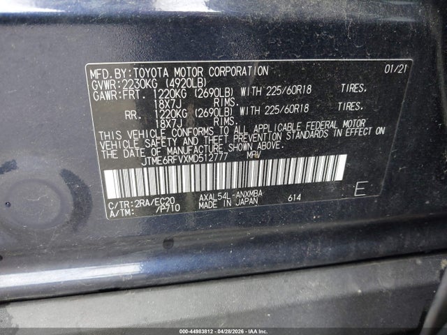 JTME6RFVXMD512777 Toyota Rav4 Hybrid Xse