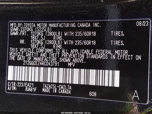 Продажа на аукционе авто 2024 Lexus Nx, vin: 2T2GGCEZ4RC04379, номер лота: 44983849