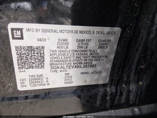 44983871 :رقم المزاد ، 3GKALTEVXKL357083 vin ، 2019 Gmc Terrain Sle مزاد بيع