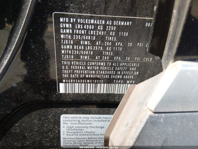 Продажа на аукционе авто 2014 Volkswagen Tiguan Sel, vin: WVGBV3AX6EW510330, номер лота: 44983889