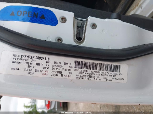 Продаж на аукціоні авто 2012 Ram 1500 St, vin: 1C6RD7KTXCS234495, номер лоту: 44983909