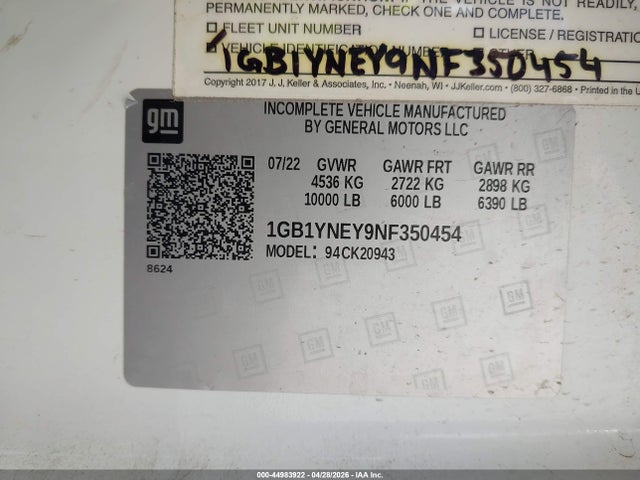 1GB1YNEY9NF350454 Chevrolet Silverado 2500hd 4wd Long Bed Lt