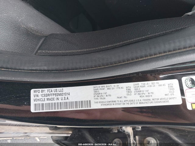 Продажа на аукционе авто 2025 Ram 1500 Lone Star  4x4 5'7 Box, vin: 1C6SRFFP8SN601014, номер лота: 44983926