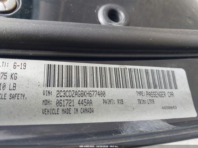 Aukcja sprzedaży 2019 Dodge Challenger Sxt, vin: 2C3CDZAG6KH677400, numer aukcji: 44983950
