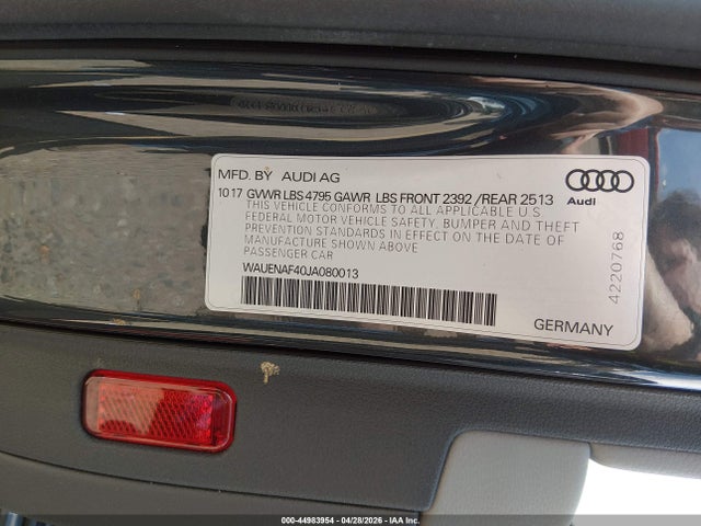 Aukcja sprzedaży 2018 Audi A4 2.0t Premium/2.0t Tech Premium, vin: WAUENAF40JA080013, numer aukcji: 44983954