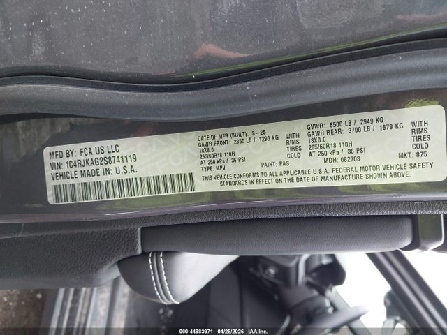 Продаж на аукціоні авто 2025 Jeep Grand Cherokee L Altitude X 4x4, vin: 1C4RJKAG2S8741119, номер лоту: 44983971