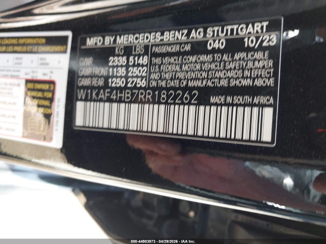 W1KAF4HB7RR182262 Mercedes-Benz C 300