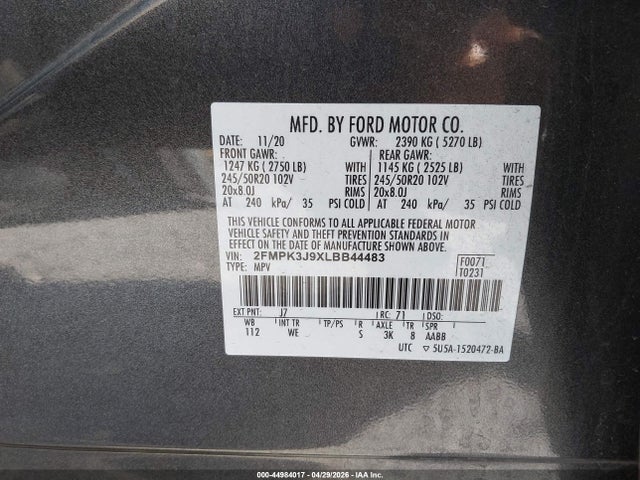 2FMPK3J9XLBB44483 Ford Edge St Line