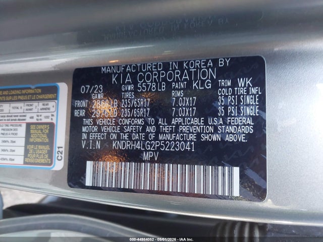 Продажа на аукционе авто 2023 Kia Sorento Hybrid Ex, vin: KNDRH4LG2P5223041, номер лота: 44984052