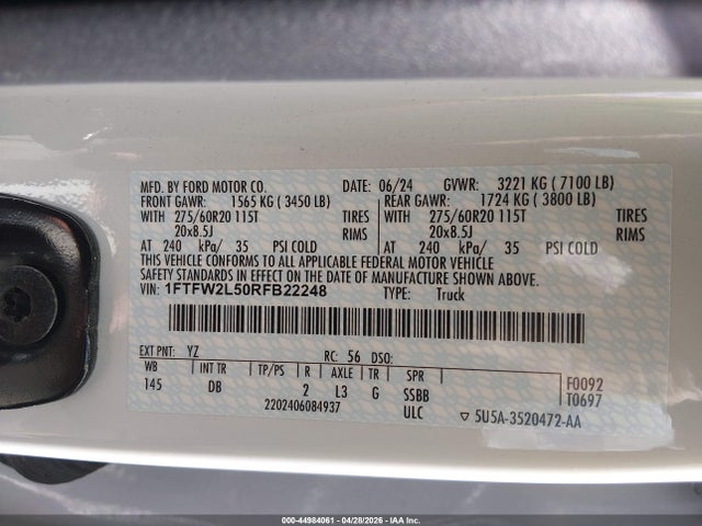 Ford F-150 Stx 2024 1FTFW2L50RFB22248 Image 9