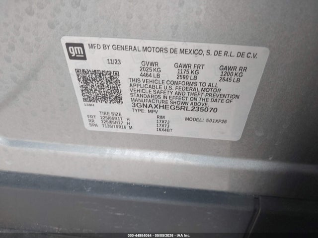 Продажа на аукционе авто 2024 Chevrolet Equinox Fwd Ls, vin: 3GNAXHEG5RL235070, номер лота: 44984064