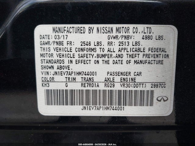 JN1EV7AP1HM744001 Infiniti Q50 3.0t Premium