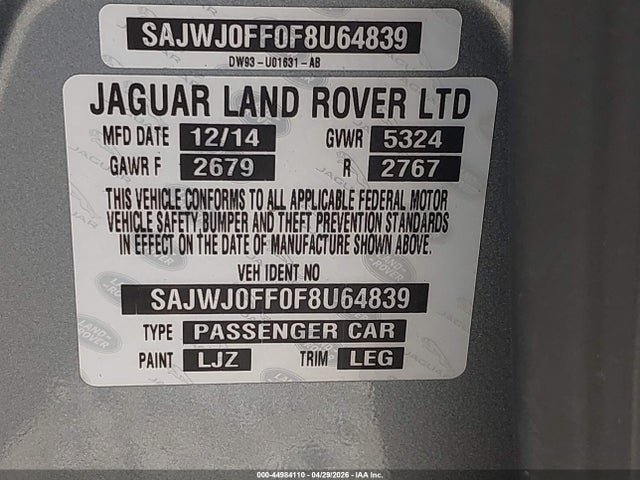 SAJWJ0FF0F8U64839 Jaguar Xf 3.0 Portfolio/3.0 Sport