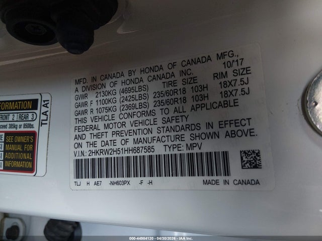 Honda CR-V EX 2017 2HKRW2H51HH687585 Image 9
