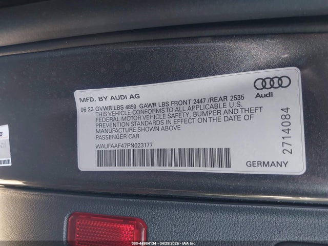 Aukcja sprzedaży 2023 Audi A4 Prestige 45 Tfsi S Line Quattro S Tronic, vin: WAUFAAF47PN023177, numer aukcji: 44984134