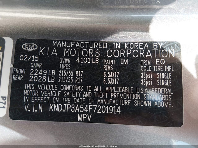 Aukcja sprzedaży 2015 Kia Soul +, vin: KNDJP3A54F7201914, numer aukcji: 44984142