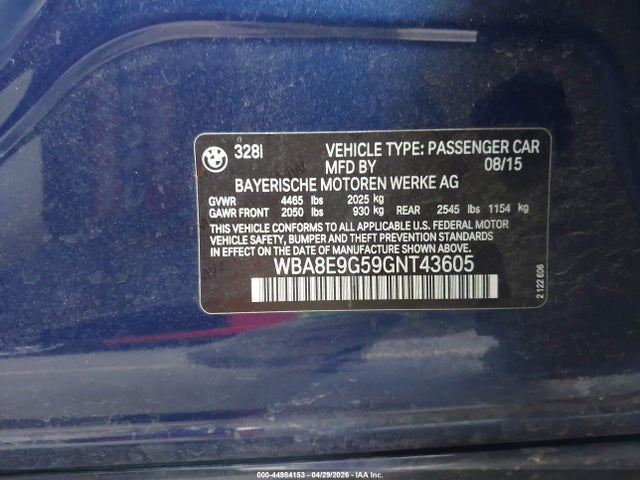 WBA8E9G59GNT43605 BMW 328I