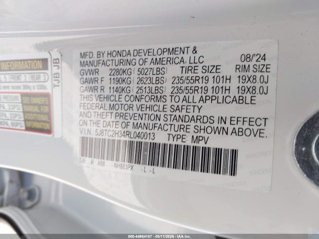 2024 Acura Rdx Standard მანქანა იყიდება აუქციონზე, vin: 5J8TC2H34RL040013, აუქციონის ნომერი: 44984187