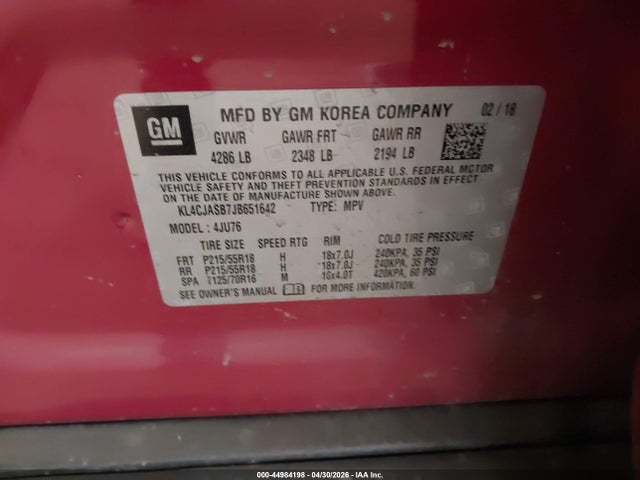 Продажа на аукционе авто 2018 Buick Encore Preferred, vin: KL4CJASB7JB651642, номер лота: 44984198