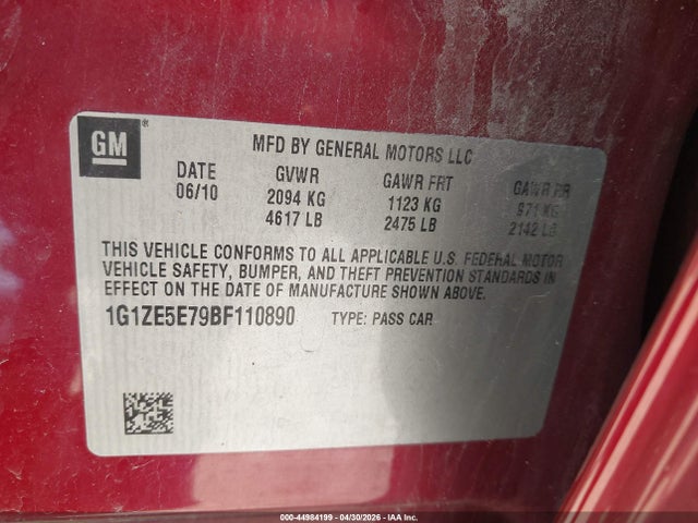 Продажа на аукционе авто 2011 Chevrolet Malibu Ltz, vin: 1G1ZE5E79BF110890, номер лота: 44984199