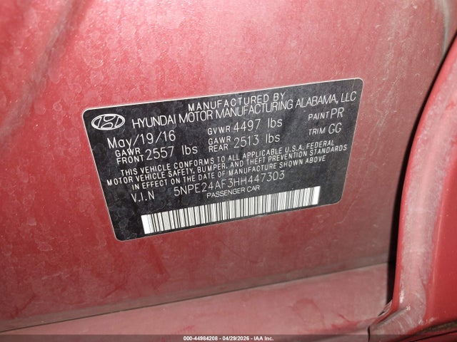 5NPE24AF3HH447303 Hyundai Sonata
