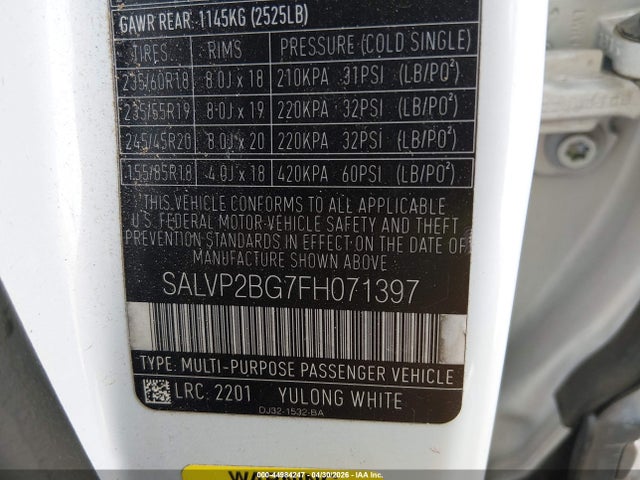 Land Rover Range Rover Evoque Pure 2015 SALVP2BG7FH071397 Image 9