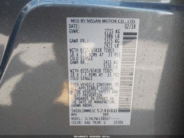 5N1DL0MM6JC524660 Infiniti QX60