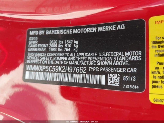 Mini Hardtop Cooper 2019 WMWXP5C59K2H97662 Image 9