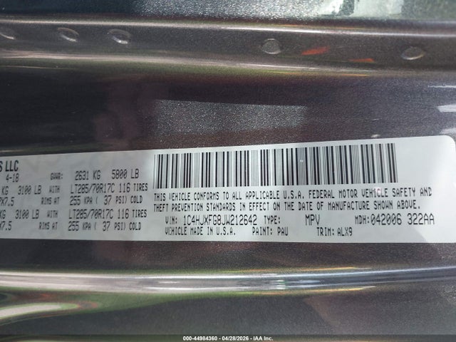 1C4HJXFG8JW212642 Jeep Wrangler Unlimited Rubicon 4x4
