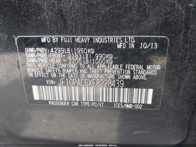 Продажа на аукционе авто 2014 Subaru Impreza 2.0i Premium, vin: JF1GPAC6XE8228439, номер лота: 44984393
